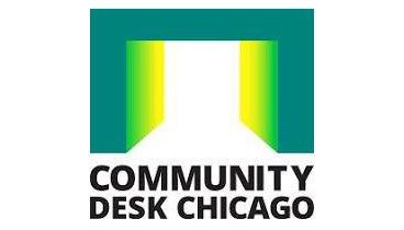 Community Desk Chicago logo with open door graphic and text.